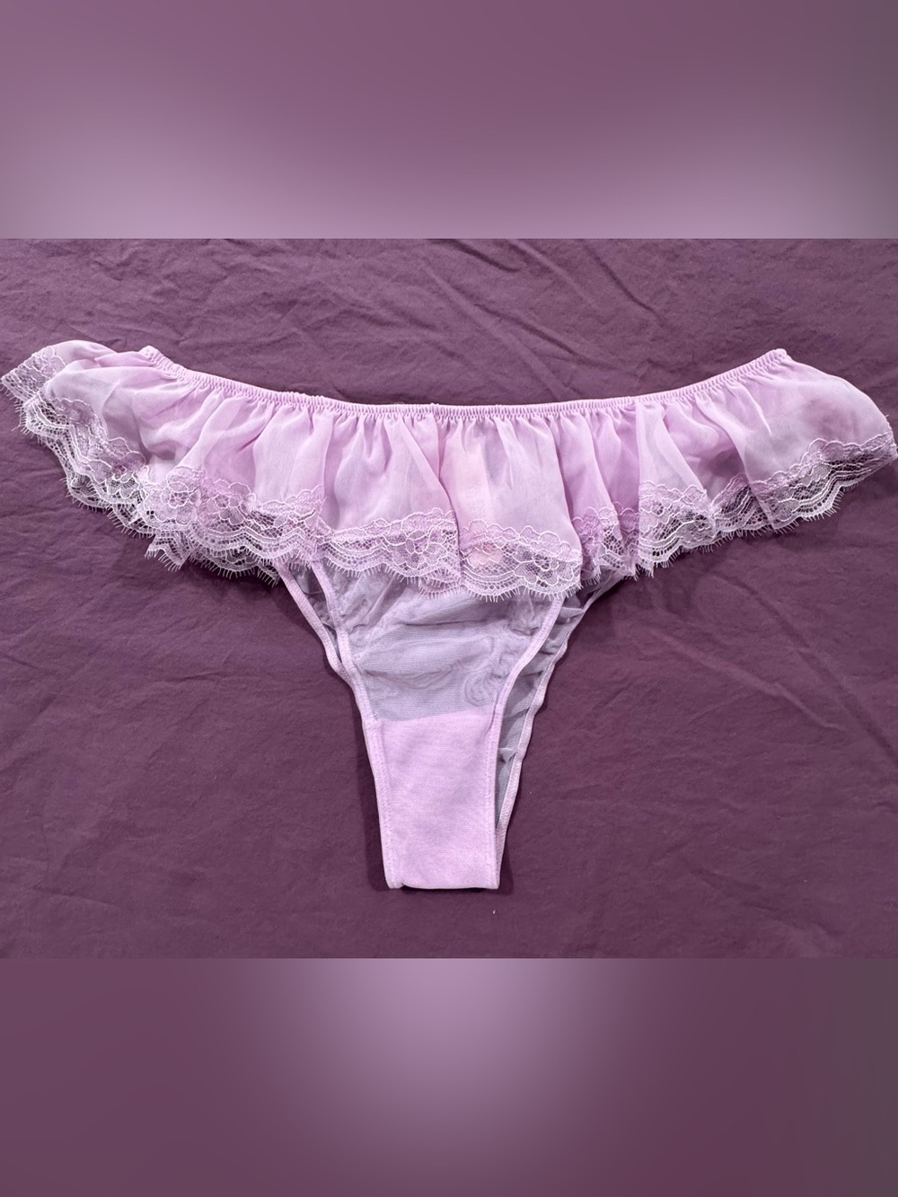NWT Victoria's Secret Lilac Ruffle Lace Panties - Size L